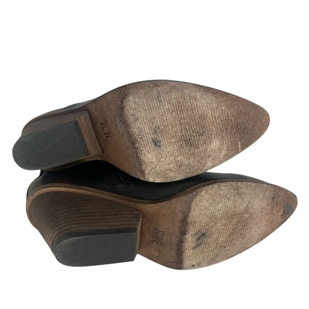 Frye‎ Amado Wedge Ankle Bootie Bronze Brown Leather 7.5